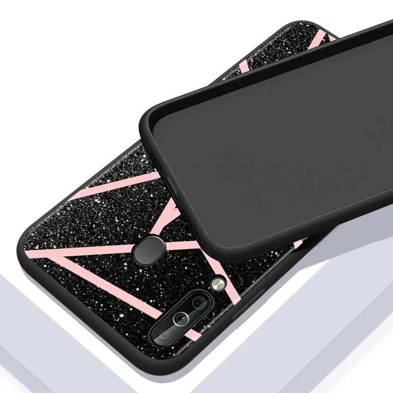 

Black Marble Print for Huawei P10 P20 Pro P30 P40 Y5 Y6 Y7 Y9 2019 Nova 7i 5T 5i 5 4e 4 3i 3e 3 Bright Black Phone Case