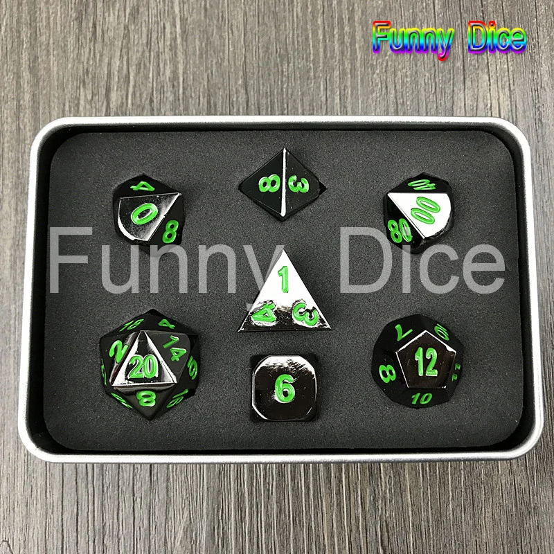 Горячая Распродажа набор металлических игральных костей D4 D6 D8 D10 D % D12 D20 с