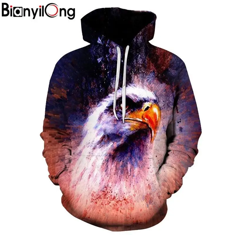 2019 новые толстовки с капюшоном принтом граффити Американский элемент Орел