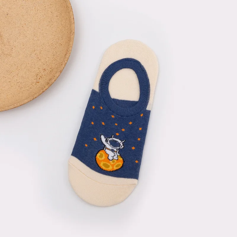 

Cartoon Woman Sock Astronaut Cotton Socks for Women Colorful Style Ladies No Show Standard Sweet Sox Trendy Spring Summer Sokken