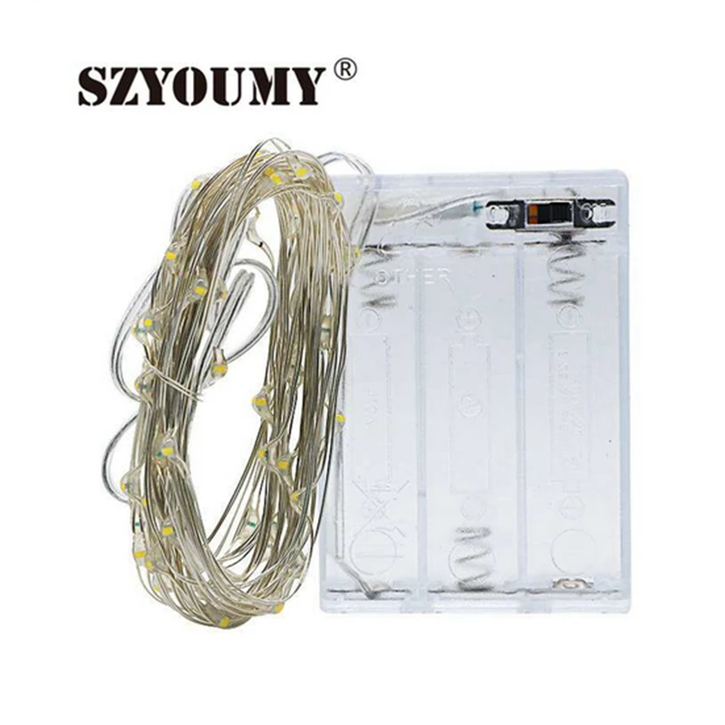 SZYOUMY 2M 3M 5M 10M Copper Wire LED String lights Holiday lighting Fairy Garland For Christmas Tree Wedding Party Decoration