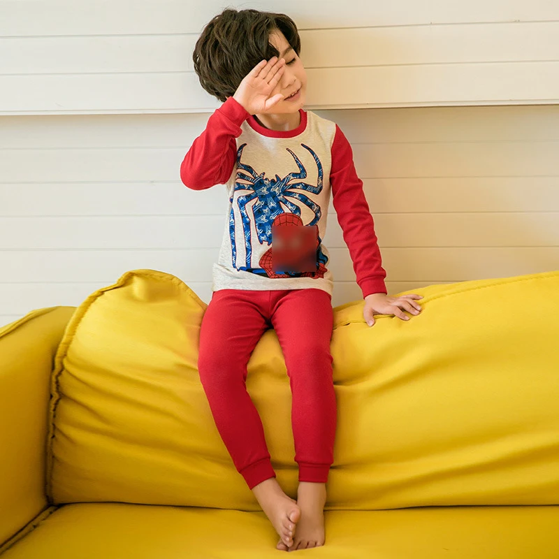 New Cartoon Kids Pajamas Sets Baby Boy Girl Cotton Long Sleeved Tshirt+Pant Clothing Autumn Sleepwear Suit Pyjama Trousers | Детская