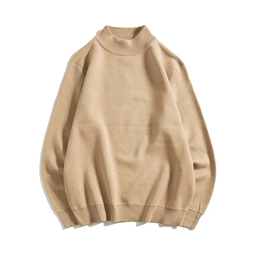 

New Fashion Solid Color Sweater Men Casual Knit Pullovers Warm High Neck Korean Bottoming Sweater