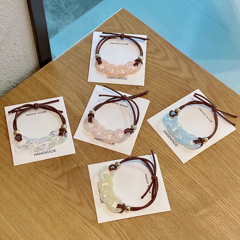 

New Women Girls Cute Chain Shape Elastic Hair Bands Ponytail Holder Hair Ornament Scrunchie Rubber Band Fashion Hair Accessories
