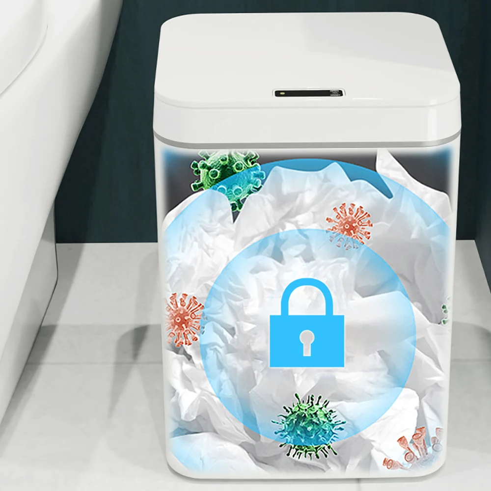 Smart sensor trash can household kitchen bathroom storage bin enlarge