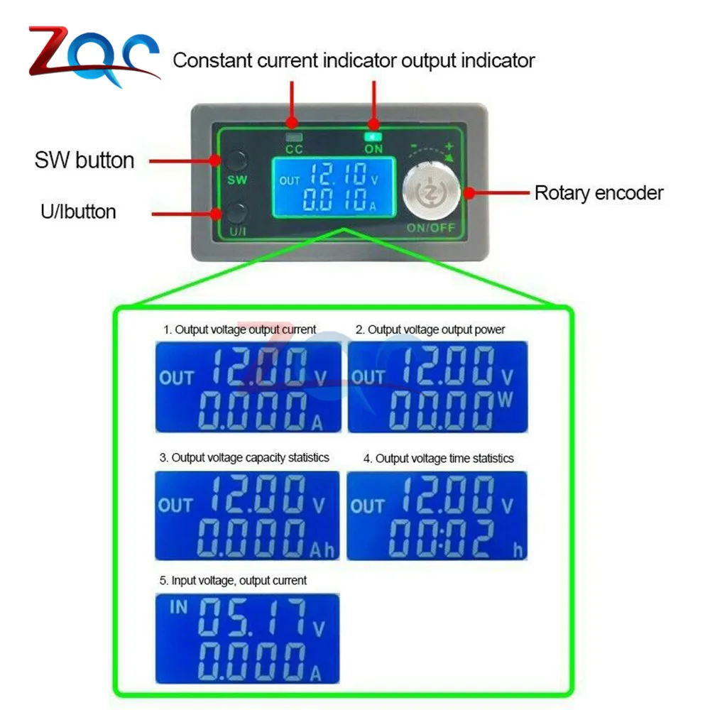 WZ5005L CNC регулируемый DC 6 55V к 0 50V 5A ЖК дисплей понижающий преобразователь блок