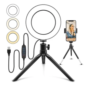 selfie makeup led ring light with tripod stand for camera phone studio usb ring lamp dimmable phone holder desk accessories free global shipping