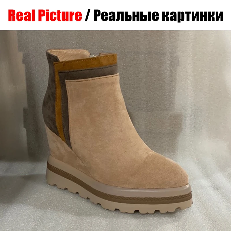 DoraTasia/Модные женские ботильоны на высокой танкетке в западном стиле; элегантные разноцветные ботильоны на платформе; коллекция года; женская обувь на высоком каблуке