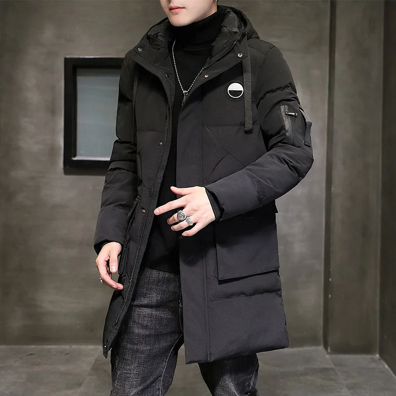 Men Parka Big Pockets Casual Jacket Hooded Solid cotton-padded clothes  New Winter  suits windproof thickened coats