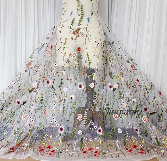 Кружевная ткань с вышивкой в виде леса Аксессуары для платья материал сделай сам