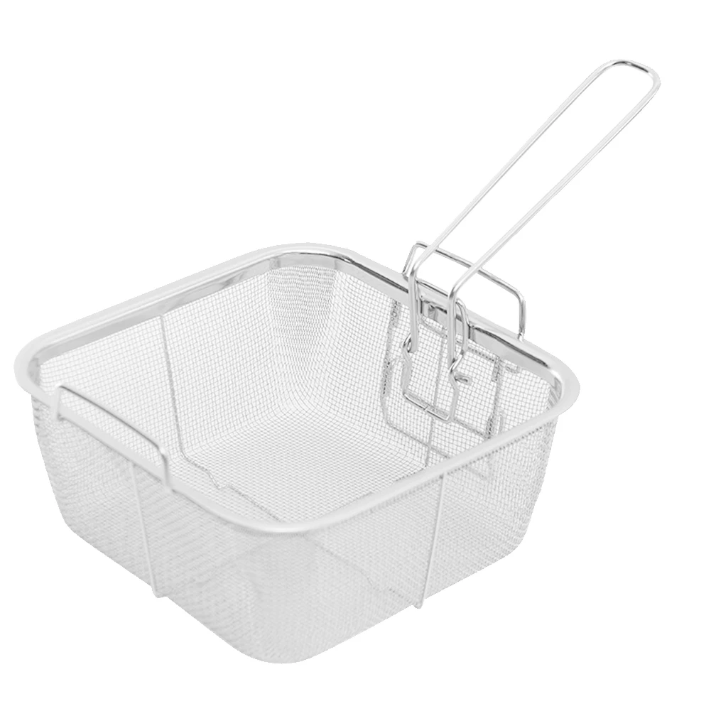 

Non Stick With Handle Kitchen Portable Hanging Stainless Steel French Fries Oil Strainer Frying Basket Chips Cooking Square Mesh