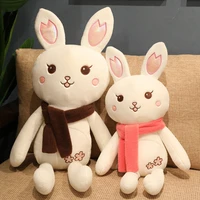 free shipping cute plush rabbit plush toys cartoon rabbits with scarf plush pillow stuffed soft dolls kawaii birthday gifts