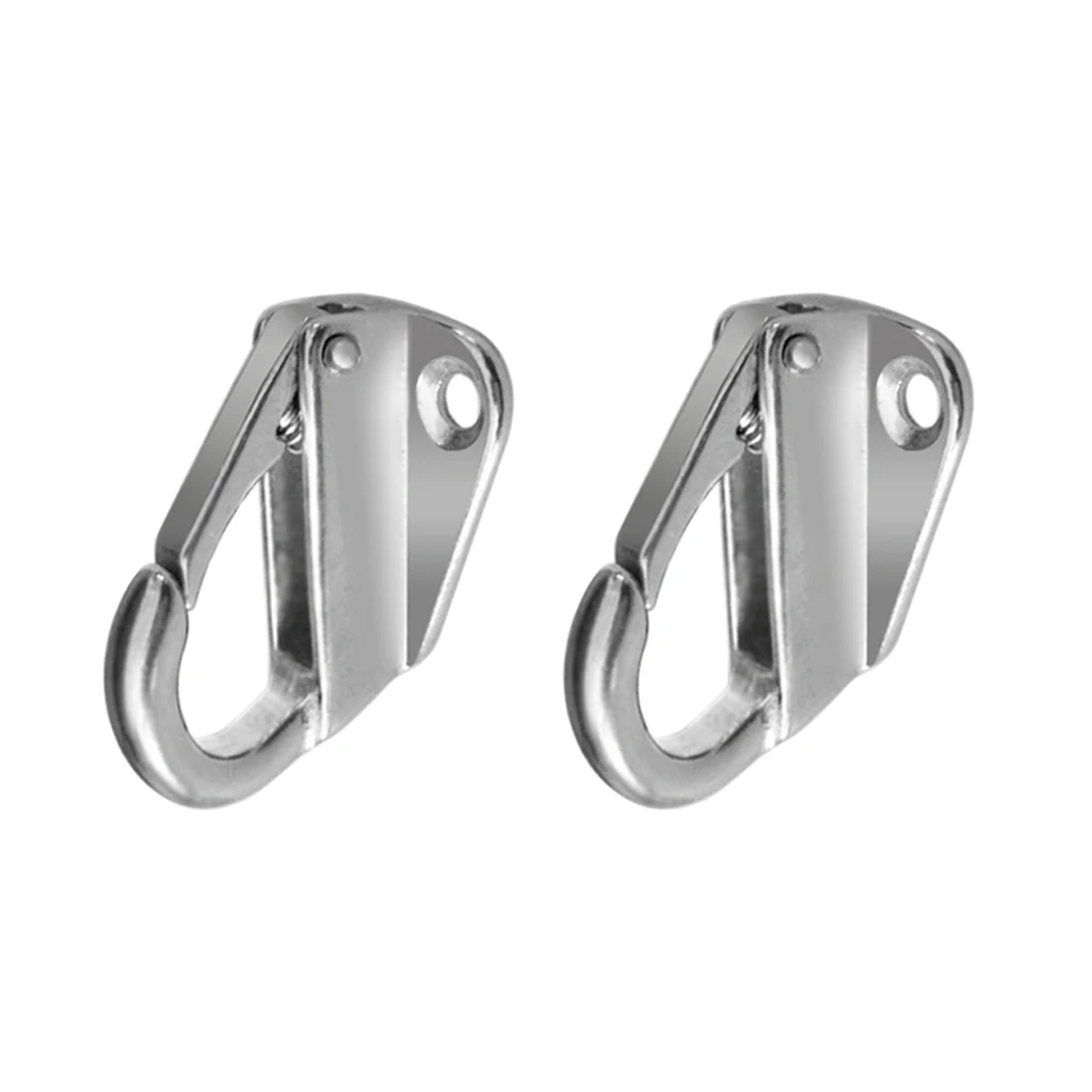

2x Marine Boat 316 Stainless Steel Spring Snap Hook - Heavy Duty Quick Link Carabiner Buckle Eye Shackle 12mm Opening