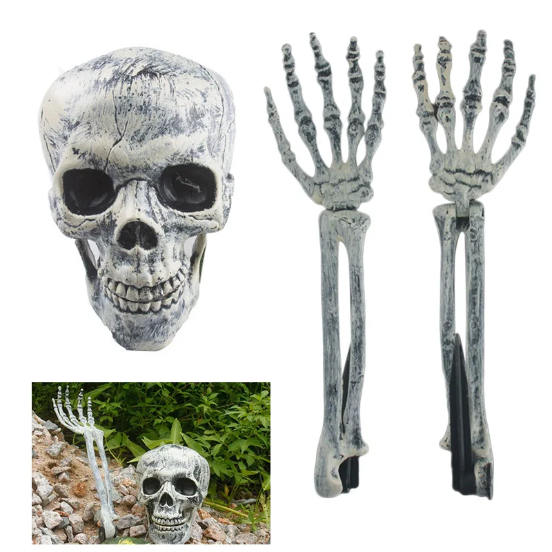 

3pcs/Set Halloween Skeleton Skulls Arm Horror Buried For Home Garden Yard Lawn Decoration TB Sale