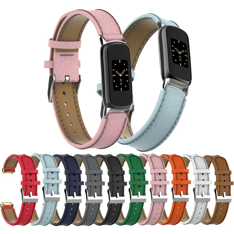 

Кожаный ремешок eiEuuk для наручных часов с узором Личи, совместимый с Fitbit Luxe/Luxe SE, тонкий мягкий ремешок для наручных часов из натуральной кожи