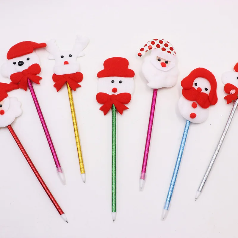 

40 pcs/lot Plush Christmas Snowman Elk ballpoint pen Cute Santa Claus Ball pens Promotional gifts school writing supplies
