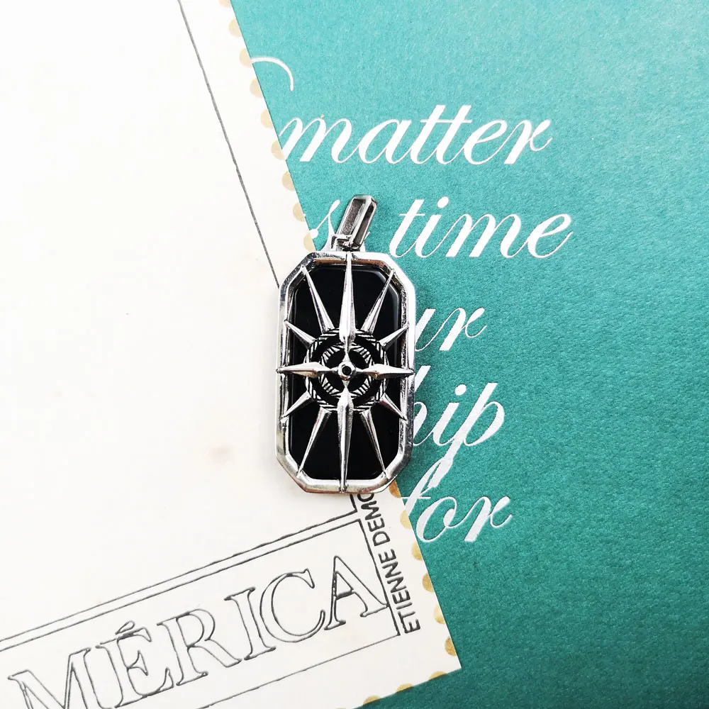 Pendant Compass Star Black Dog Tag 925 Sterling Silver 2020 New Fine Jewelry Street Style Chill Cool Gift For Men &amp Women | Украшения и