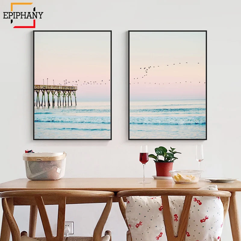 Современное пляжное искусство с принтом океана Настенный декор для спальни