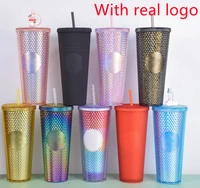 21 creative water cup gradient with logo coffee cup 710ml diamond pineapple durian cup straw cup can