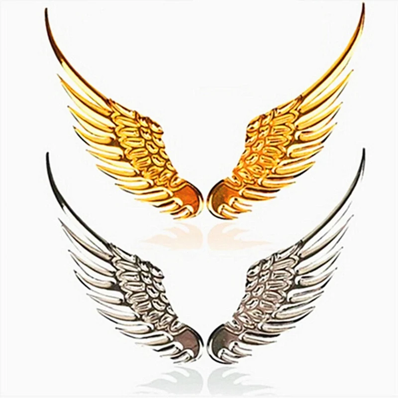 

1Pair Car Sticker 3D Eagle Angel Wing Motorcycle Body Badge Style Metal Aluminum Decals Silver/Gold Exterior Accessories Fashion
