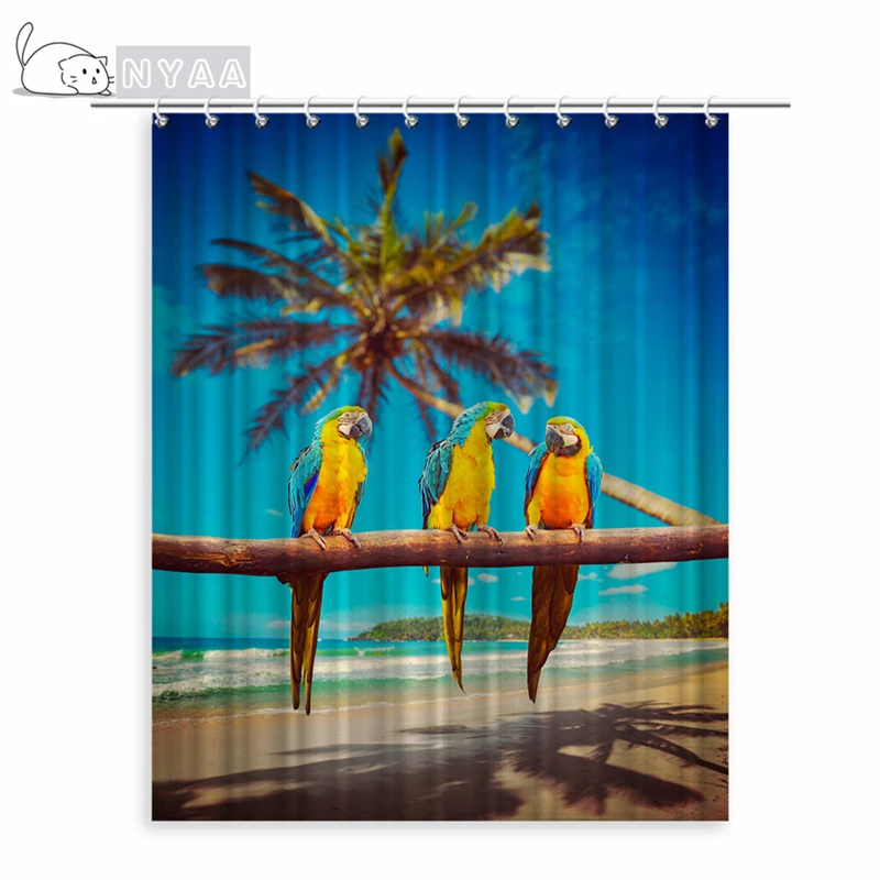 Водонепроницаемая занавеска для ванной из полиэстера с принтом тропических