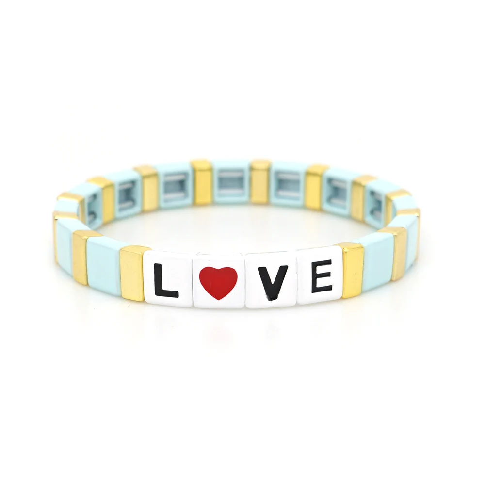 Shinus сердце Pulseras Mujer Moda 2019 эмалевая плитка браслет для женщин женские буквы любовь