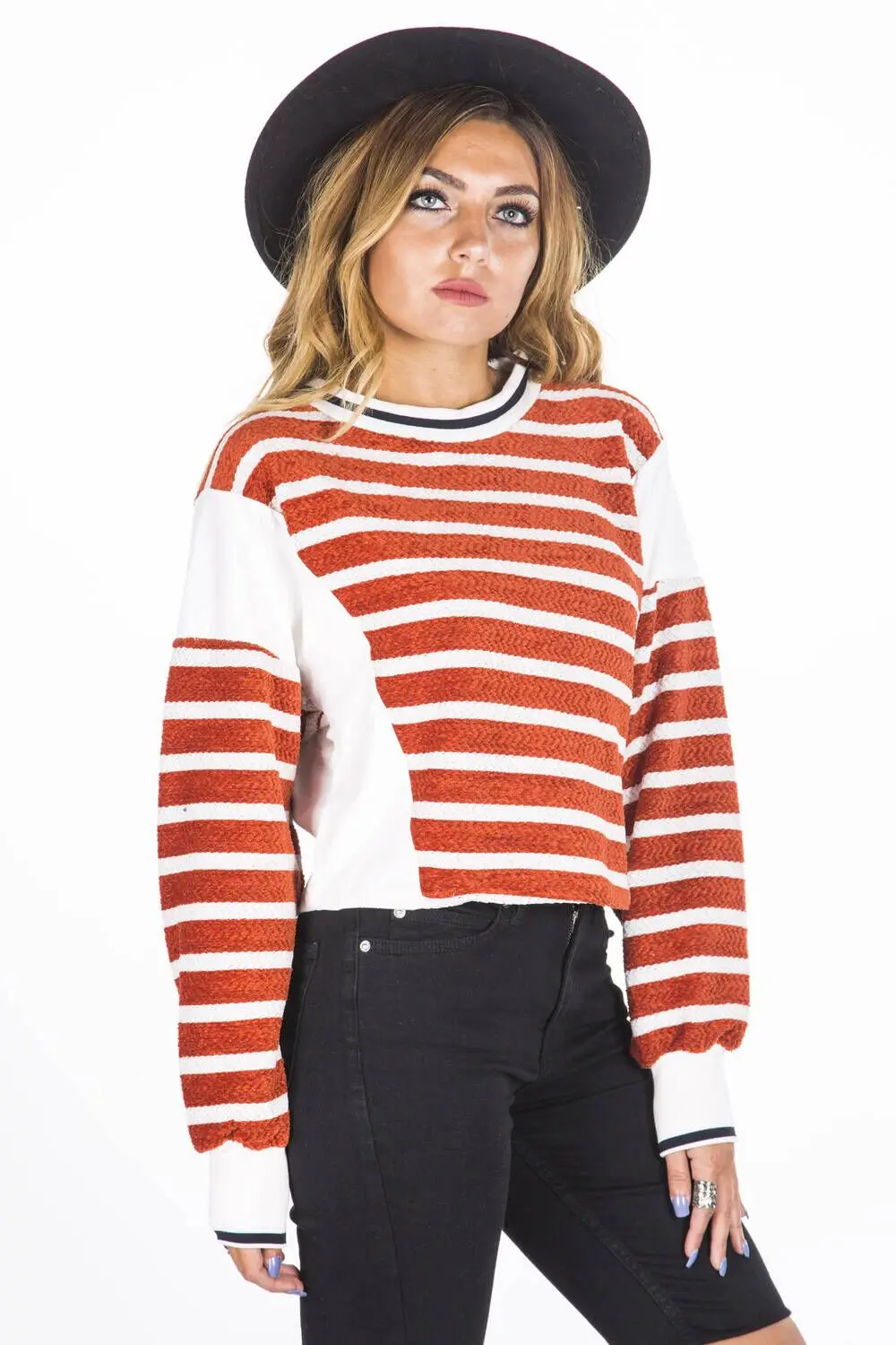 

Womens Striped Basic Sweatshirt