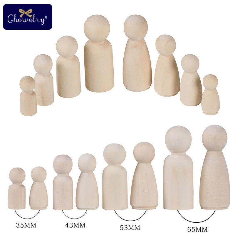 

1Set Wooden Peg Dolls 50pcs Maple Wood Unpainted Family Wooden Dolls Baby Toy Weddings Dolls Decor Montessori Toys kids Products