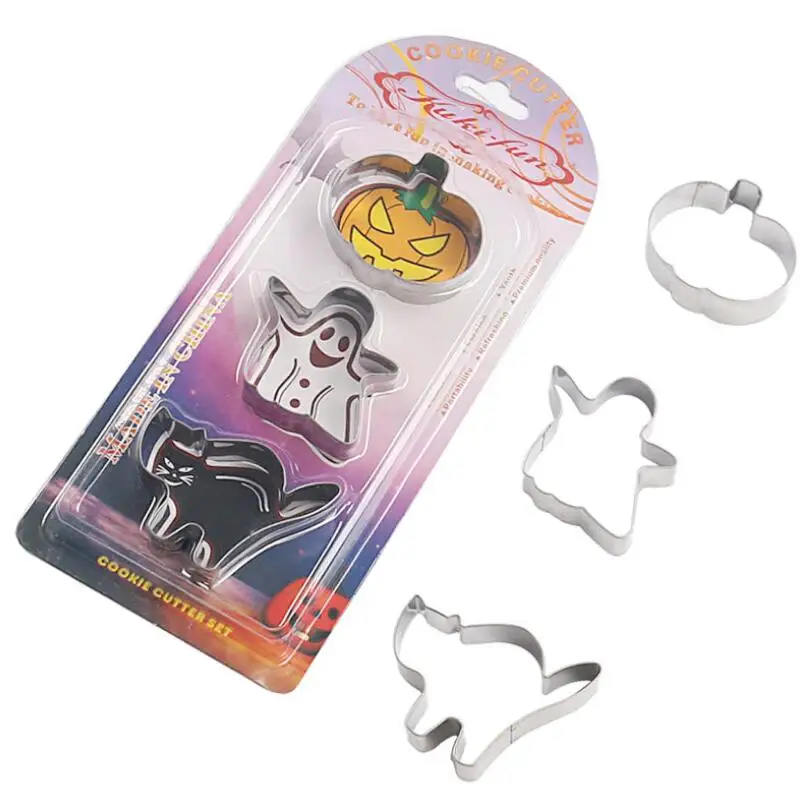 

3 шт./компл. Нержавеющая сталь Жаростойкие формы для выпечки печенья на Хэллоуин серии Форма Fondant (сахарная) форма для самостоятельного изго...