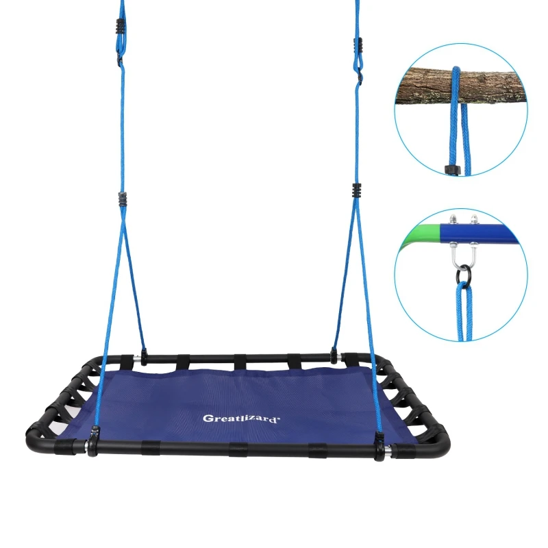 

Greatlizard 46.5 X 31.5" Giant Platform Tree Swing, Bonus Protective Swing Cover And Flags, 700 Lb Weight Capacity New