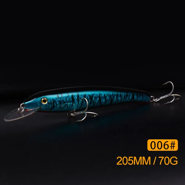 Приманка для рыбалки Minnow, цветная приманка, искусственная жесткая приманка для рыбалки, 205 мм, 70 г - Цвет: 006