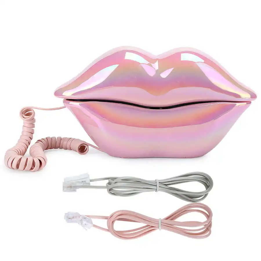 WX-3016 Mouth's Lips Shape Telephone Electroplating Funny Lip Telephone Fashionable Number Storage Function Telephone