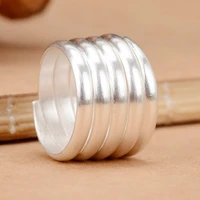 simple plain silver multi ring cross wound elastic ring