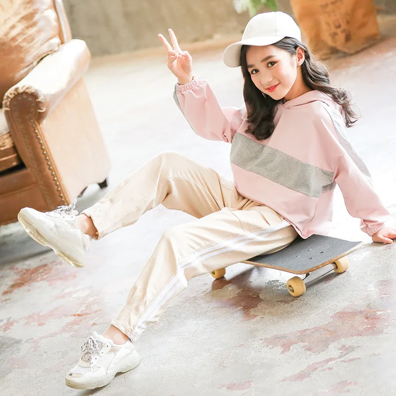 Одежда для девочек подростков комплект детской одежды хлопковый свитшот + штаны