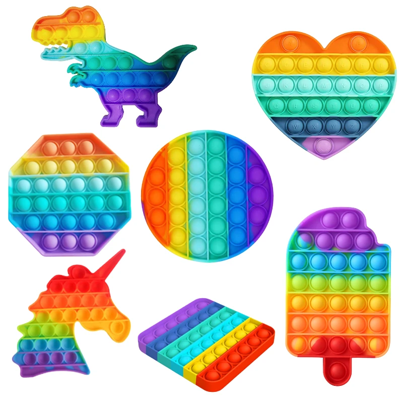 Игрушка антистресс для снятия стресса радужная пузырьковая простая сенсорная