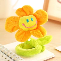 1pcs korea sunflower plush toys curtain buckle lovely smiling face plush flower clips bind rope valentines day present gift