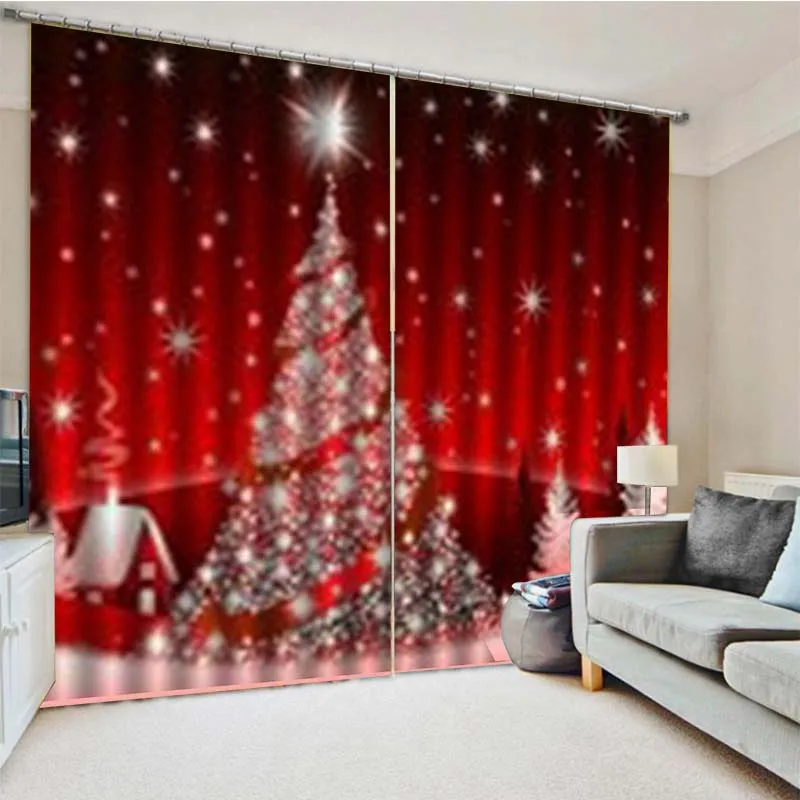 Рождественские украшения для дома 3D затемняющие оконные шторы гостиной спальни