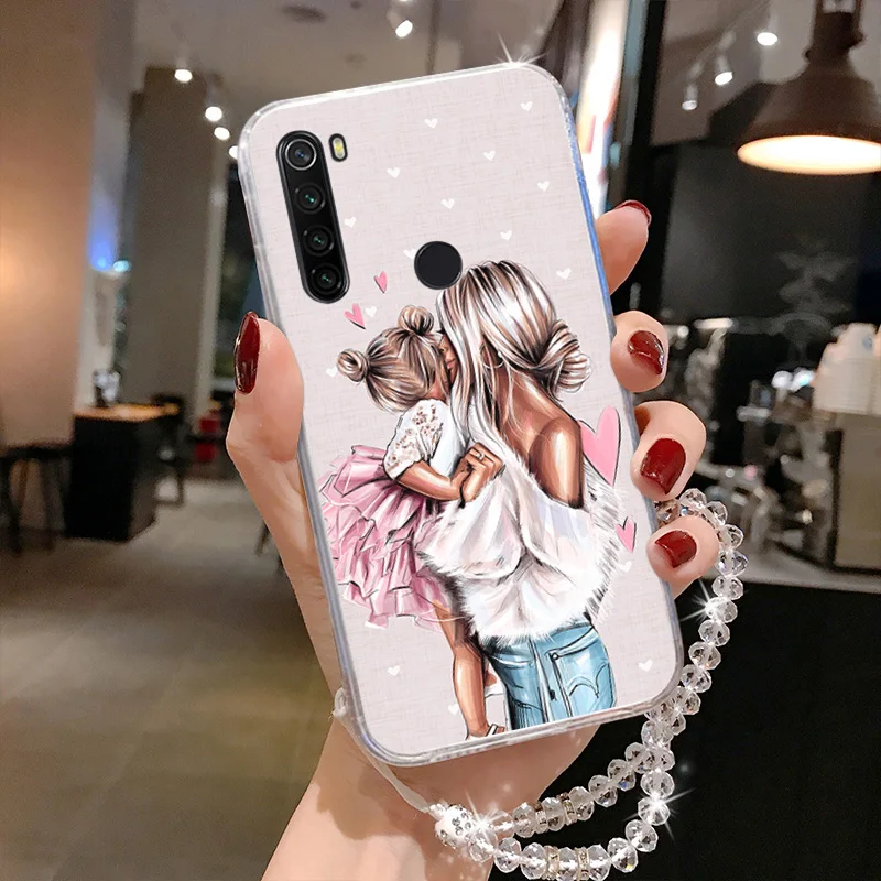 Black Brown Hair Baby Mom Girl Son Soft Phone Case For Xiaomi Redmi 8 9 7 9A 9C 7a 9T K20 K40 9T Note 10 9 8T 7 Pro 9s Cover