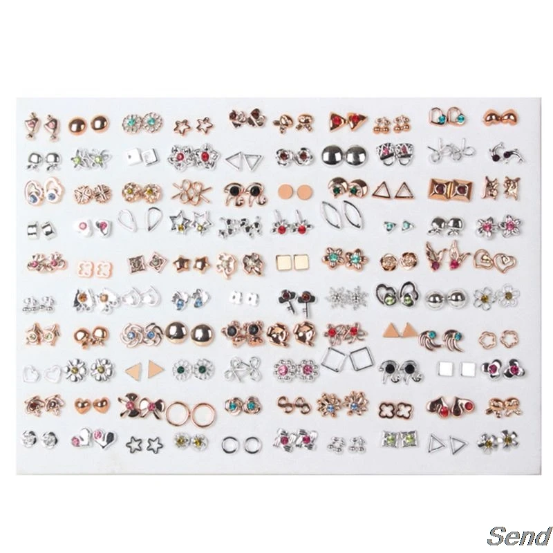 

100 Pairs Assorted Styles Mini Plastic Hypoallergenic Stud Earrings Lot for Kids T4MD