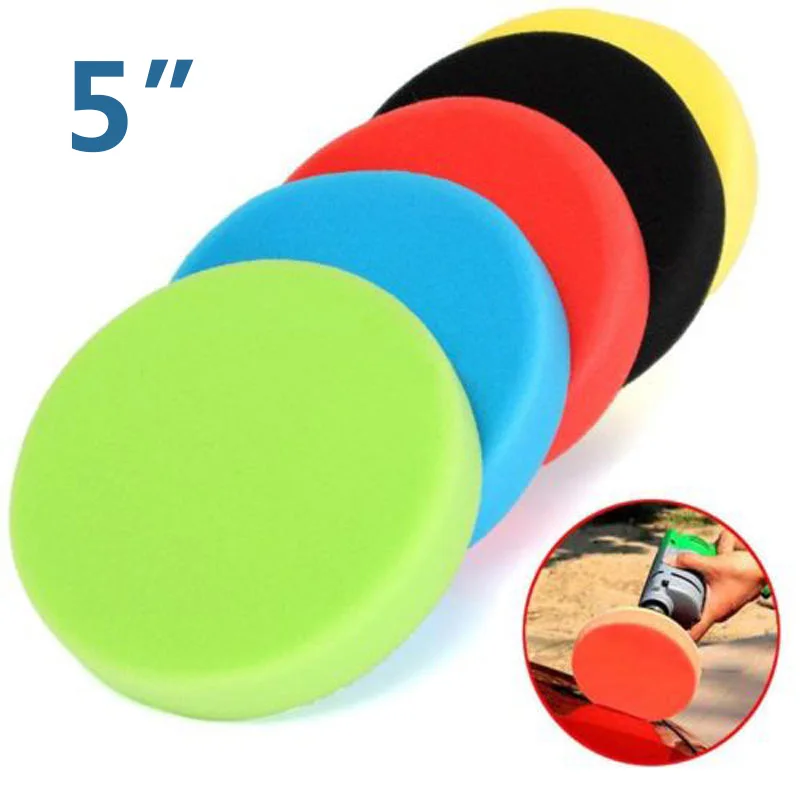 

Tools Polishing Pads Flat Foam Round Set Sponge 5 Inch Waxing 5pcs Buffing