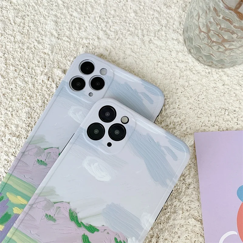 

Retro Art Oil Painting Landscape Flower Phone Case For iPhone 11 Pro Max Xr Xs Max X 7 8 Plus SE cute Cases Soft Silicone Cover