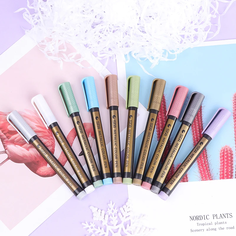 

10Color Metallic Paint Marker Pen Permanent Writing Rock Painting Photo Album Scrapbook Glass Wood Canvas Card Art marker