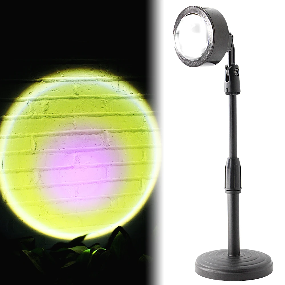 

2021 Sunset Lamp 180 Degree Rotation Projection Led Night Light Live Background Rainbow Projector Atmosphere USB Table LaLamp