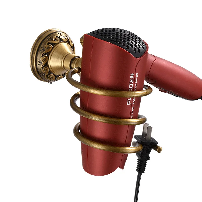 Однотонный алюминиевый античный настенный держатель для фена полка органайзер