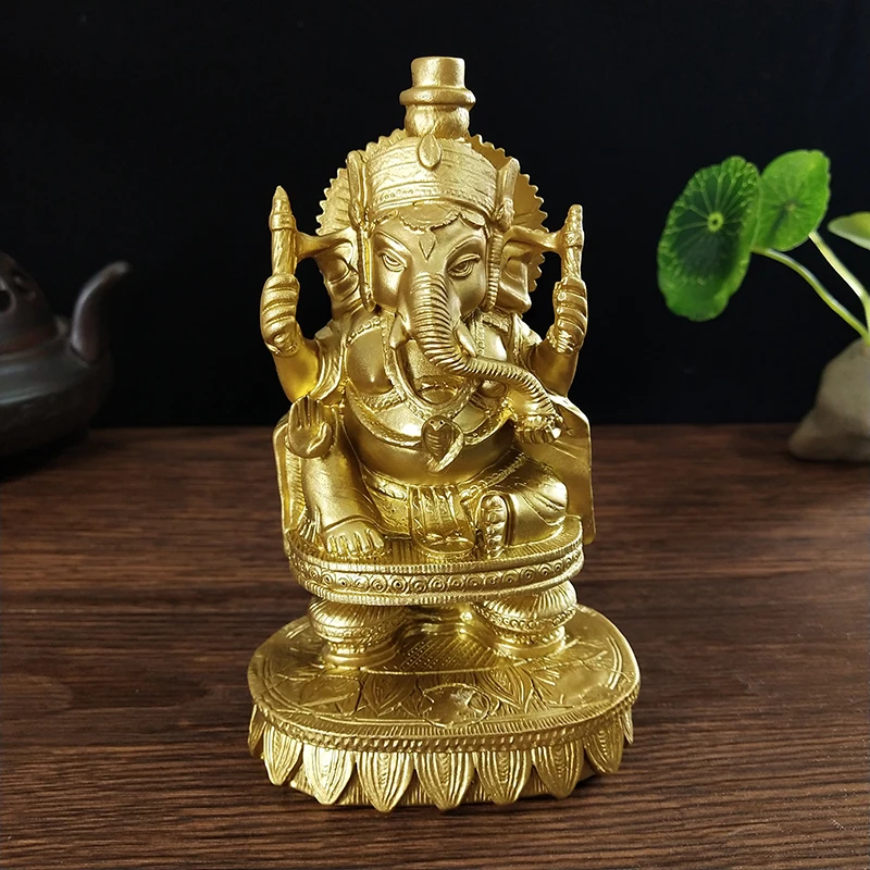 

Golden Lord Ganesha Statue Sculpture Big Resin Ornaments Hindu Elephant God Buddha Statues Lucky Gifts Figurine Home Decoration