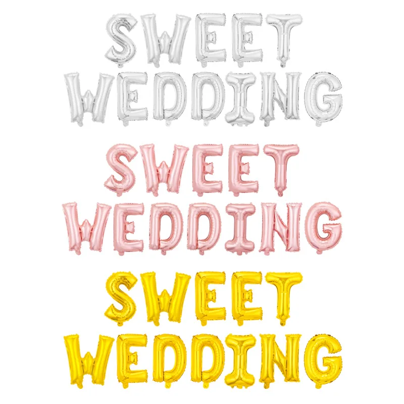 

16-дюймовые милые воздушные шары из алюминиевой фольги для свадьбы/счастливой свадьбы, набор украшений для вечеринки, воздушный шар, Декор