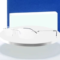 titanium rimless rectangular shape eyeglasses optical frame for men and women eyewear