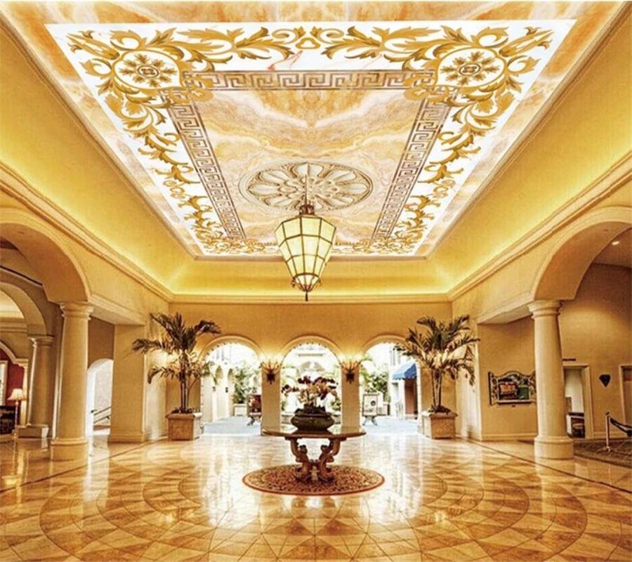 Пользовательские обои 3D фото фрески Европейский узор нефритовый потолок Фреска