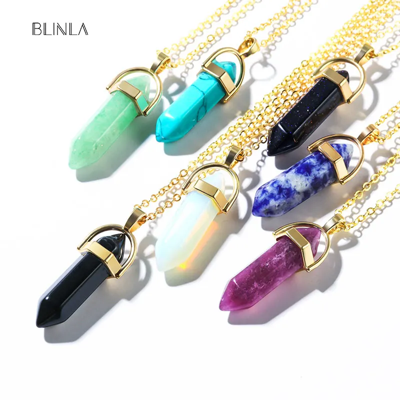 BLINLA в винтажном стиле из натурального камня золотая цепочка для женщин двойной