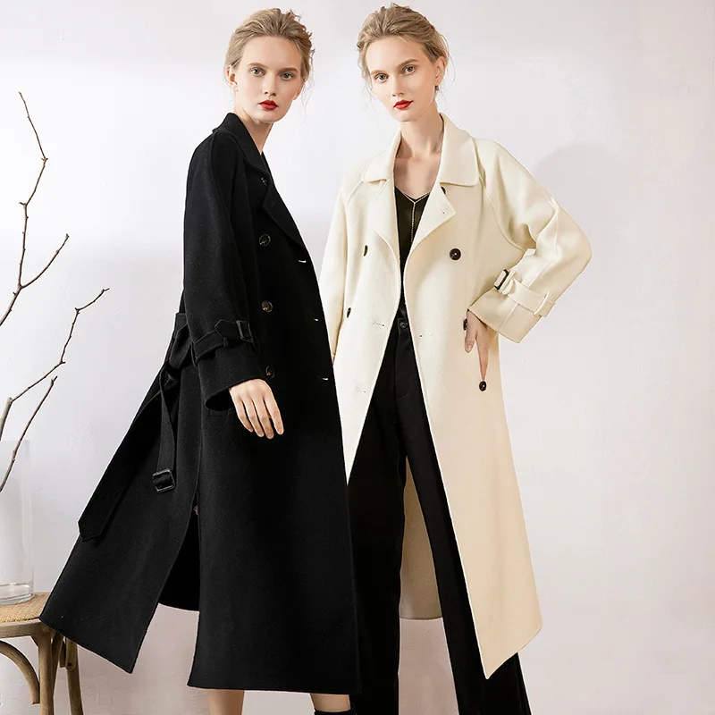 Зимние 2020 High End Новая модная длинная куртка двухсторонний кашемировый Шерстяное